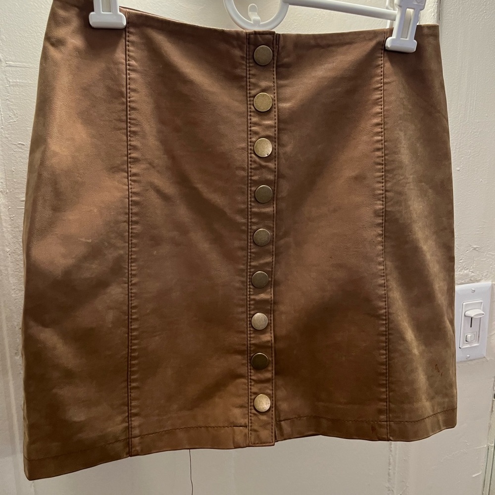 Free People front button opening ultra cotton suede skirt